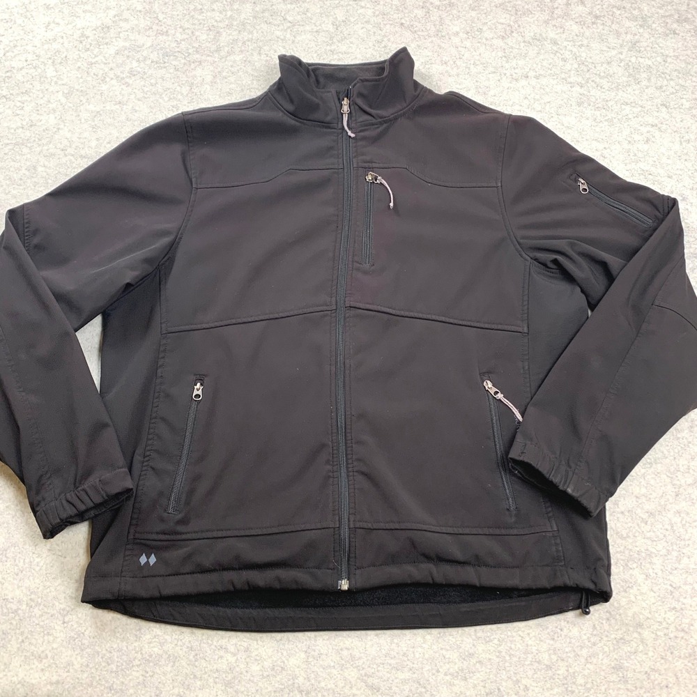 Black Diamond Softshell Jacket Mens Large Black Full Zip Fleece Lined Coat